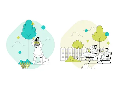 Farming illustrations character color commission custom farm farmer happy icons illustration illustrations line nature outline people vector website