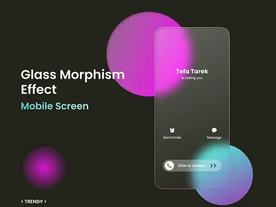 Trendy Glass Morphism Effect for Calling Mobile Screen animation app ui apps design branding business cover design dailyuichallenge design g graphic design illustration inspiration logo motion graphics ui