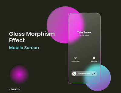 Trendy Glass Morphism Effect for Calling Mobile Screen animation app ui apps design branding business cover design dailyuichallenge design g graphic design illustration inspiration logo motion graphics ui