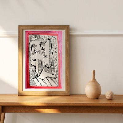 Abstract hand drawn illustration of unique drawing abstract art artwork curvedline drawing graphic design human illustration line linedrawing man poster print unique unusualart