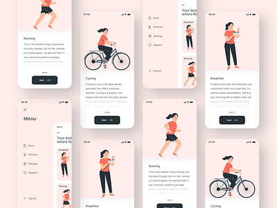 Health Care App Exploration apps design body breakfast doctor fitness health health care illustration interface ios app design medical app meditation mobile apps morning work relax ui design ui kit uidesign uiux workout