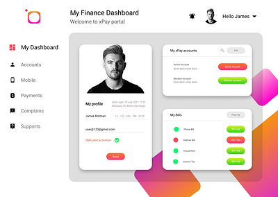 Finance Company Dashboard Design app branding dashboard design figma graphic design illustration typography ui uiuxdesign ux web webdesign