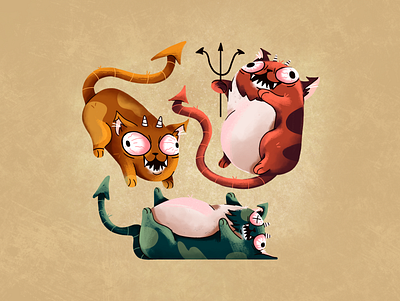 Devil cats cats design devil flat illustration texture