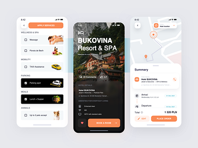 Hotel & SPA Resort Services app application branding card clean design e commerce flat glass glassmorphism logo morphism plans price plan pricing shop shopping cart ui ux