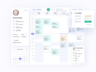 Educational portal interface calendar card dashboard education student ui upload