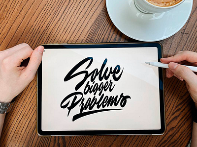 Solve Bigger Problems - Lettering Sketch for CMOx branding calligraphy clothing design fashion font free hand lettering identity lettering logo logotype mark packaging script sketches streetwear type typo typography