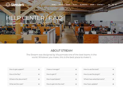 FAQ Help Center Page - Stream Anchor WordPress Theme boostrap css design faq help center html illustration logo php plugins post type responsive site builder template theme web design wordpress wordpress design wordpress templates wordpress theme
