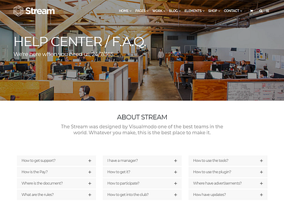 FAQ Help Center Page - Stream Anchor WordPress Theme boostrap css design faq help center html illustration logo php plugins post type responsive site builder template theme web design wordpress wordpress design wordpress templates wordpress theme