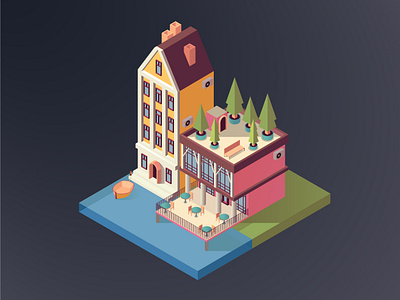 Isometric architecture illustration vector