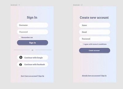 UI for sign in/ log in page app design login mobile signup ui ux