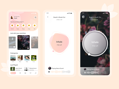 Meditation App daily ui dailyui design meditation meditation app mental health mental health app mobile app ui ui ux uidesign uiuxdesign