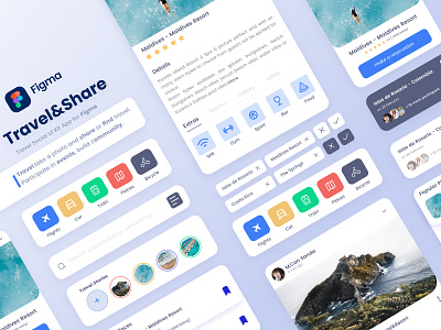 Travel&Share App UI clean desktop figma mobile mobile app mobile design travel travel app travel ui ui ux web