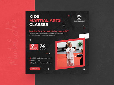 Martial arts promotion social media post ads design banner ads black red design discount facebook post instagram ads instagram post marketing ads martial arts promotion banner social media post social network sports square web banner template