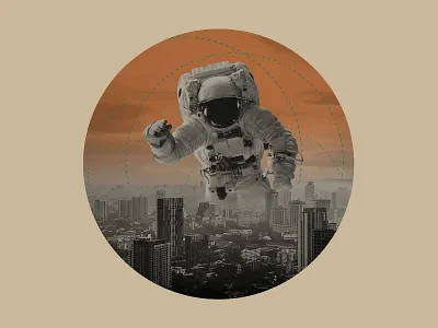 riders on the storm astronauta ciudad design illustration original