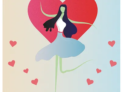 Vector illustration of cute girl dancing 3d animation art branding dance falling in love filip fireart flat girl dancing graphic design illustration love minimal morning music slava tubik vector zhenya