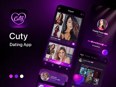 Cuty - Mobile Dating App app cam girl chat dating live logo love match message mobile social ui video chat