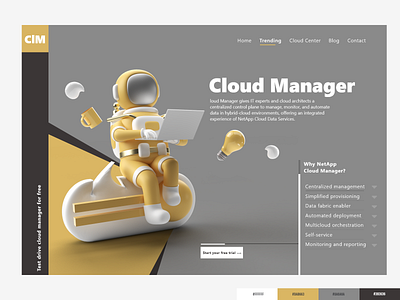 Cloud Manager Landing Website Page 3d color palette design illustration landing page new ui uiux web website