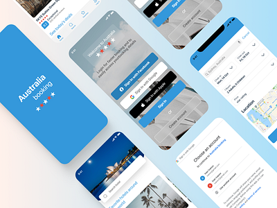 Australia Booking App booking booking app design graphic design illustration logo tavel app travel travel guide travel ui ui