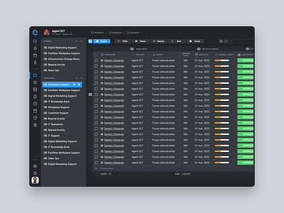 Project Management SaaS - Table View in Dark Theme aquarium designdashboard light management production project saas table theme tracker tracking ui ux view