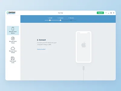 Data recovery - connect iPhone data data recovery ios iphone product design recovery ui design ux design windows aplication windows app