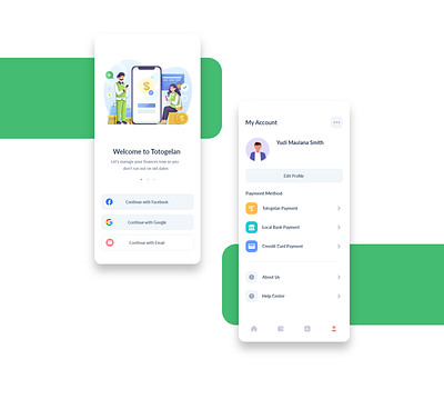 Profile screen concepts. app avatar app concepts design green guiding audience illustration minimal design minimal trends minimal ui mobile onbording profile screens red targeted users ui uiux ux welcome page welcome screens yellow