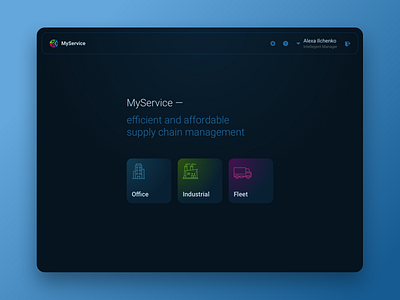 MyService App dark blue dark color dark mode dark theme dark ui dashboard indigo main page service thin icons