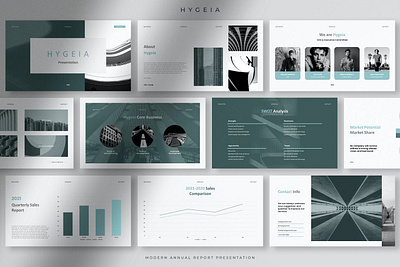 Hygeia - Modern Annual Report Presentation PPT annual clean colorful company corporate google slides keynote modern photography pitch deck portfolio ppt pptx presentation template report studio unique web design web development website