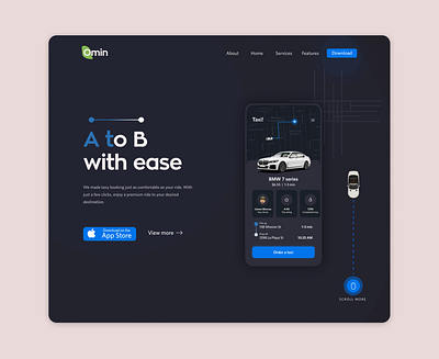 Omin - taxy booking app design taxi ui website