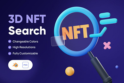 3D NFT Search icon 3d 3d art 3d icon 3d illustration app asset business concept crypto cryptocurrency currency finance graphic graphics icon icons illustration illustrations money nft