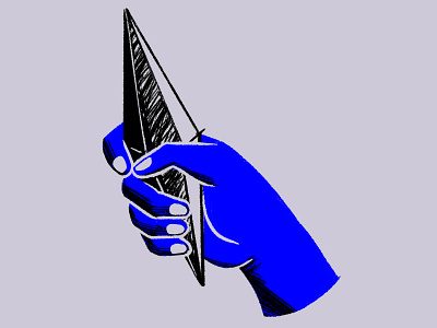 Sword blue hand illustration