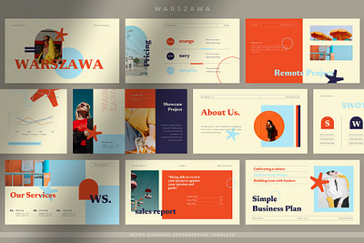 Warszawa - Bright Retro Business abstract annual annual report branding bright business cataloge concept creative design google slides illustration keynote pitch deck powerpoint presentation presentation template retro slides vector