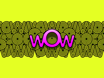 WOW funny letter pattern abstraction circle decor font funny graphic art graphic design hypnotic illustration letter line logo ornament pattern repeating vector vector art weave wow yellow