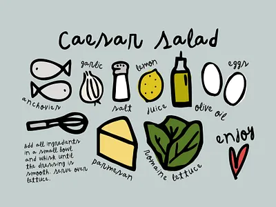 Caesar Salad Illustrated Recipe caesar caesar salad design dingbat font dingbats font food graphic icon illustrated illustrated recipe illustration my recipes recipe typography vectors