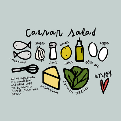 Caesar Salad Illustrated Recipe caesar caesar salad design dingbat font dingbats font food graphic icon illustrated illustrated recipe illustration my recipes recipe typography vectors