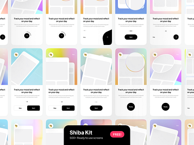 🐶 Shiba UI Kit | 500+ Free Onboarding screens app clean colors design free gradient illustration ios kit minimal mobile mobile app on boarding onboarding onboarding screen screen splash ui