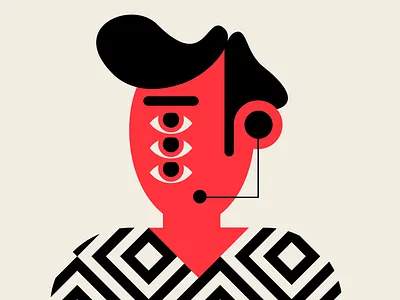 AUTO WARRANTY black design geometric illustration patterns people red