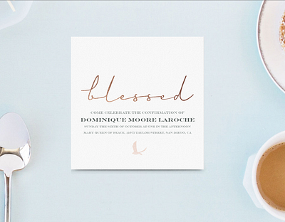 Blessed - Confirmation Invitations baptism blessed catholic christian church communion confirmation design graphic design handlettering illustration invitations lettering minimal minted