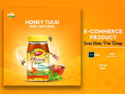 Honey | Social Media Instagram Post Design ads banner banner designinspiration e commerce banner facebook ads banner facebook banner food banner food creative banner grocerybanner instagram professional banner shop banner social media banner web banner