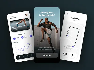 Runner - Running app app application branding clean creative design graphic design jogging jogging app minimalist mobile mobile apps popular run running running app running apps simple ui