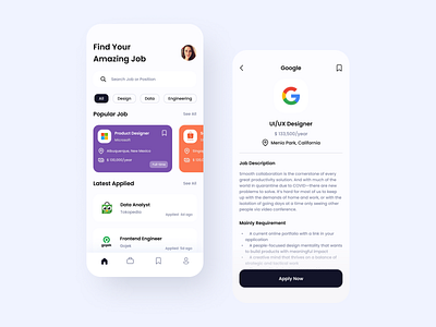 Job Finder App app design designapp job job finder jobfinder mobile app ui uidesign ux