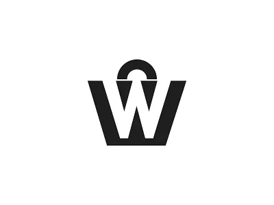 W + shopping black version brand branding business ecomarce identity lettarmark mark marketing shop shopping w