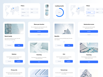 Light Theme UI Elements Design cards ui chart clean component creative data design elements interaction interface minimal mobile mvp realestate ui ui element ui kit ux web design widgets