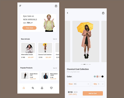 E-Commerce App UI Design app app design branding design e commerce graphic design landing page mobile ui mobile ux typography ui uiux ux website