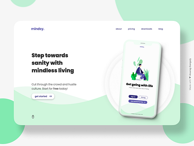 Mindsy - Landing Page Website UI Design clean ui landing page minimal product landing page ui ui ux design user interface design website