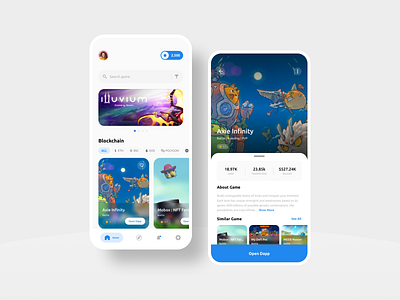 Game NFT Store Apps app design axie infinity design ui game illuvium mobile mobile apps mobile design nft product design ui ui ux ux