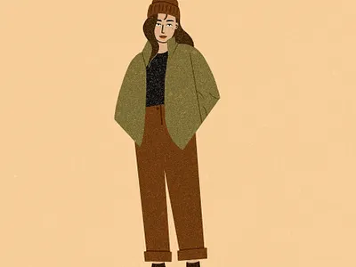Outfit of the Day character design fall flat illustration girl illustration inktober jacket ootd outfit procreate texture