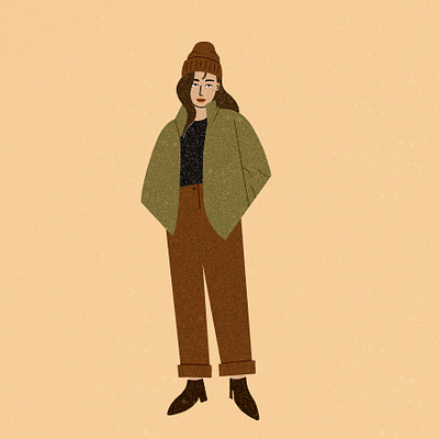 Outfit of the Day character design fall flat illustration girl illustration inktober jacket ootd outfit procreate texture