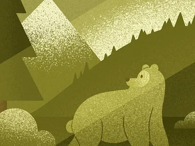 Bear bear design editorial flat illustration forest green illustration inktober procreate texture