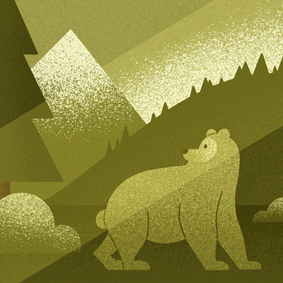 Bear bear design editorial flat illustration forest green illustration inktober procreate texture