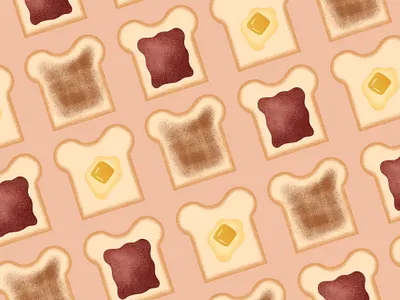 Toast Pattern flat illustration food illustration food pattern illustration inktober pattern design procreate texture toast web illustration